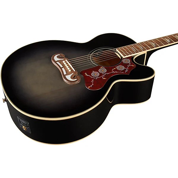 Epiphone Limited Edition J-200 EC Studio, Transparent Ebony Burst - Image 5