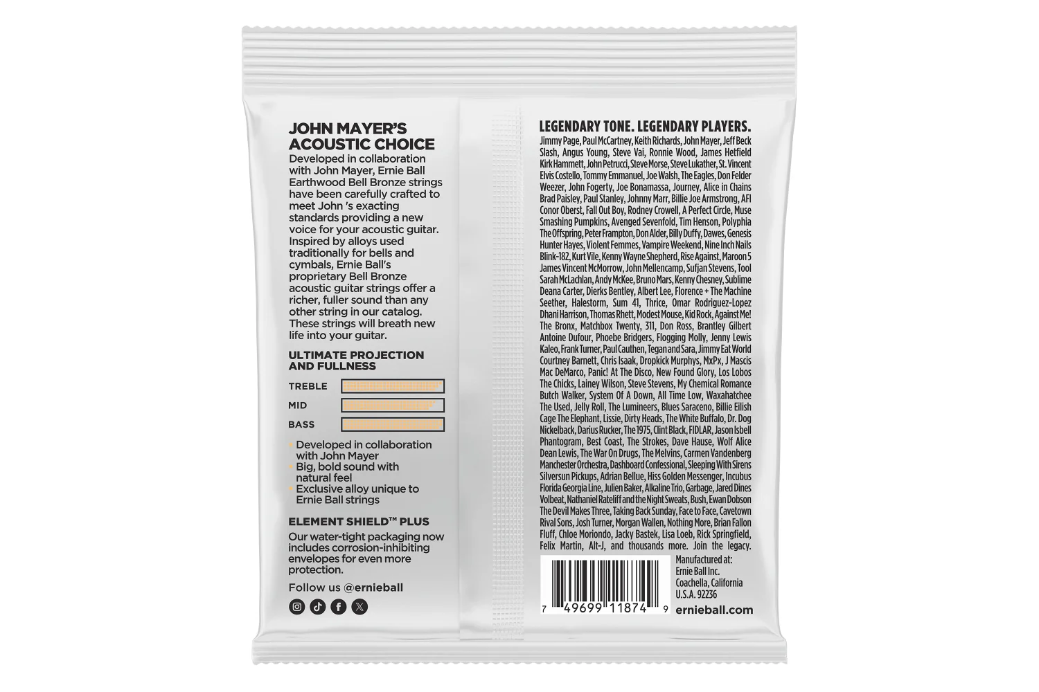 Ernie Ball Extra Light Earthwood Bell Bronze Acoustic Guitar Strings 10-50 - Image 2