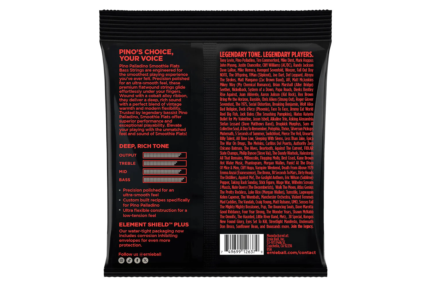 Ernie Ball Extra Light Pino Palladino Smoothie Flats Electric Bass Strings 38-98 Gauge - Image 2