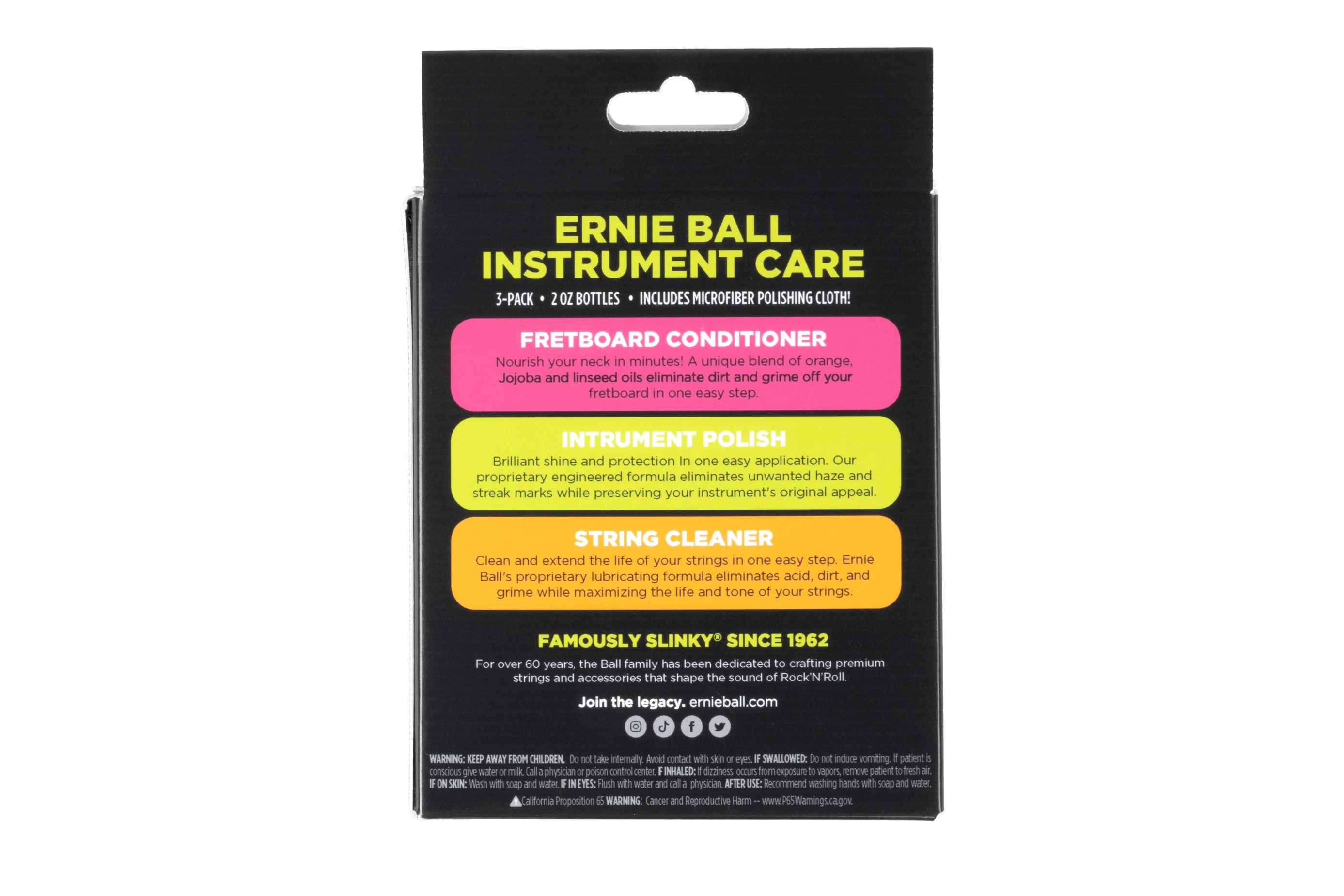 Ernie Ball Instrument Care 3-pack with Microfiber Polish Cloth - Image 2