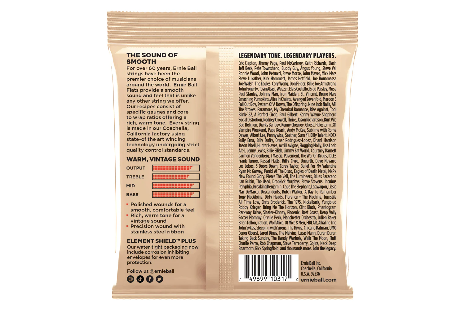 Ernie Ball Medium-Light Stainless Steel Flatwound Electric Guitar Strings - 12-52 Gauge - Image 2