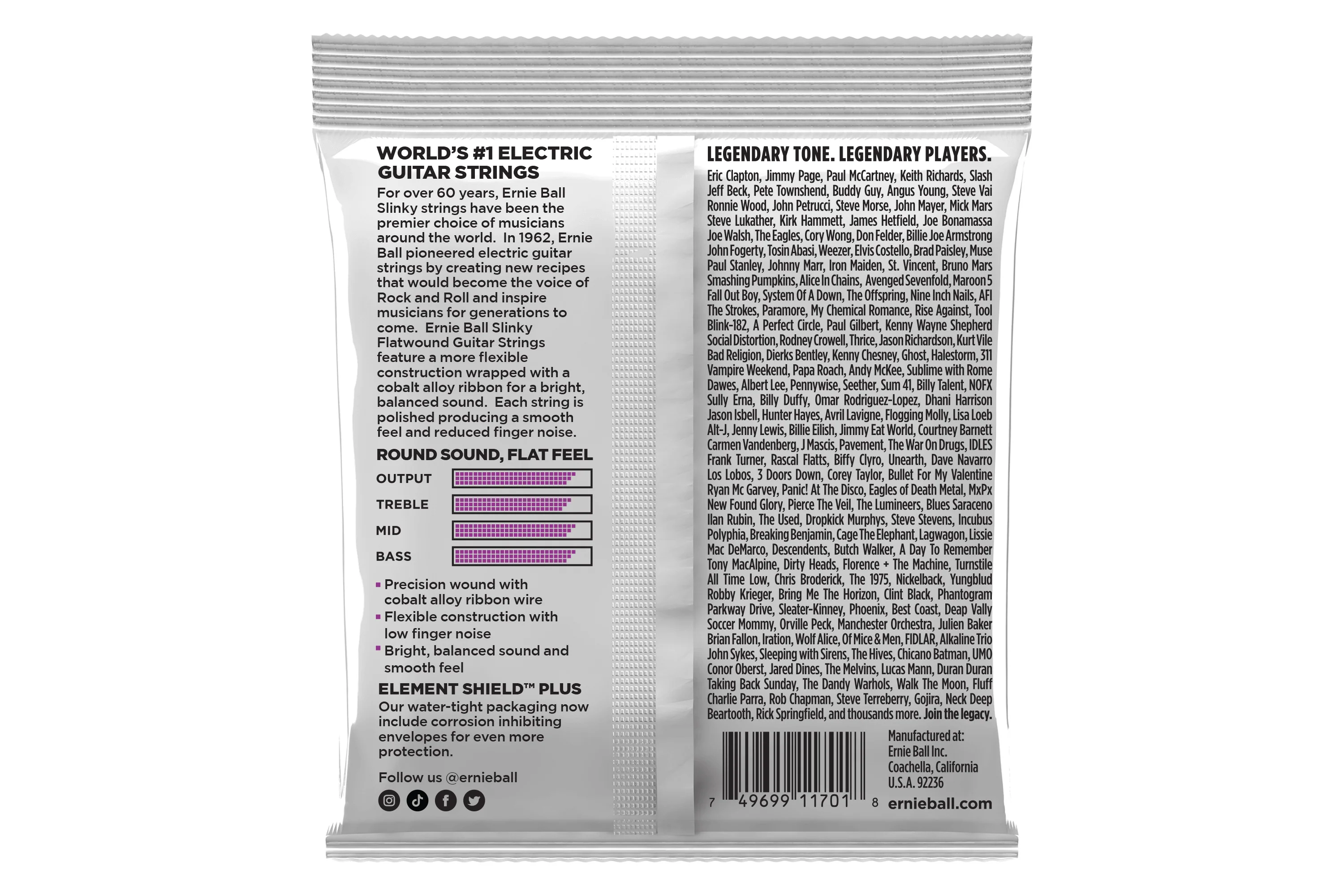 Ernie Ball Power Slinky Cobalt Electric Flatwound Guitar Strings 11-48 Gauge - Image 2
