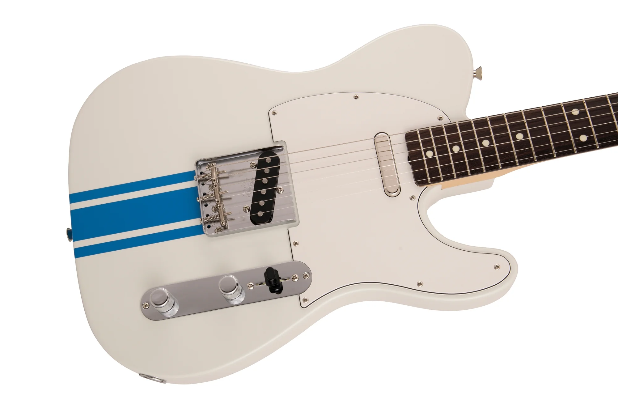 Fender 2023 Collection, Made in Japan Traditional 60s Telecaster, Olympic White with Blue Competition Stripe - Image 3