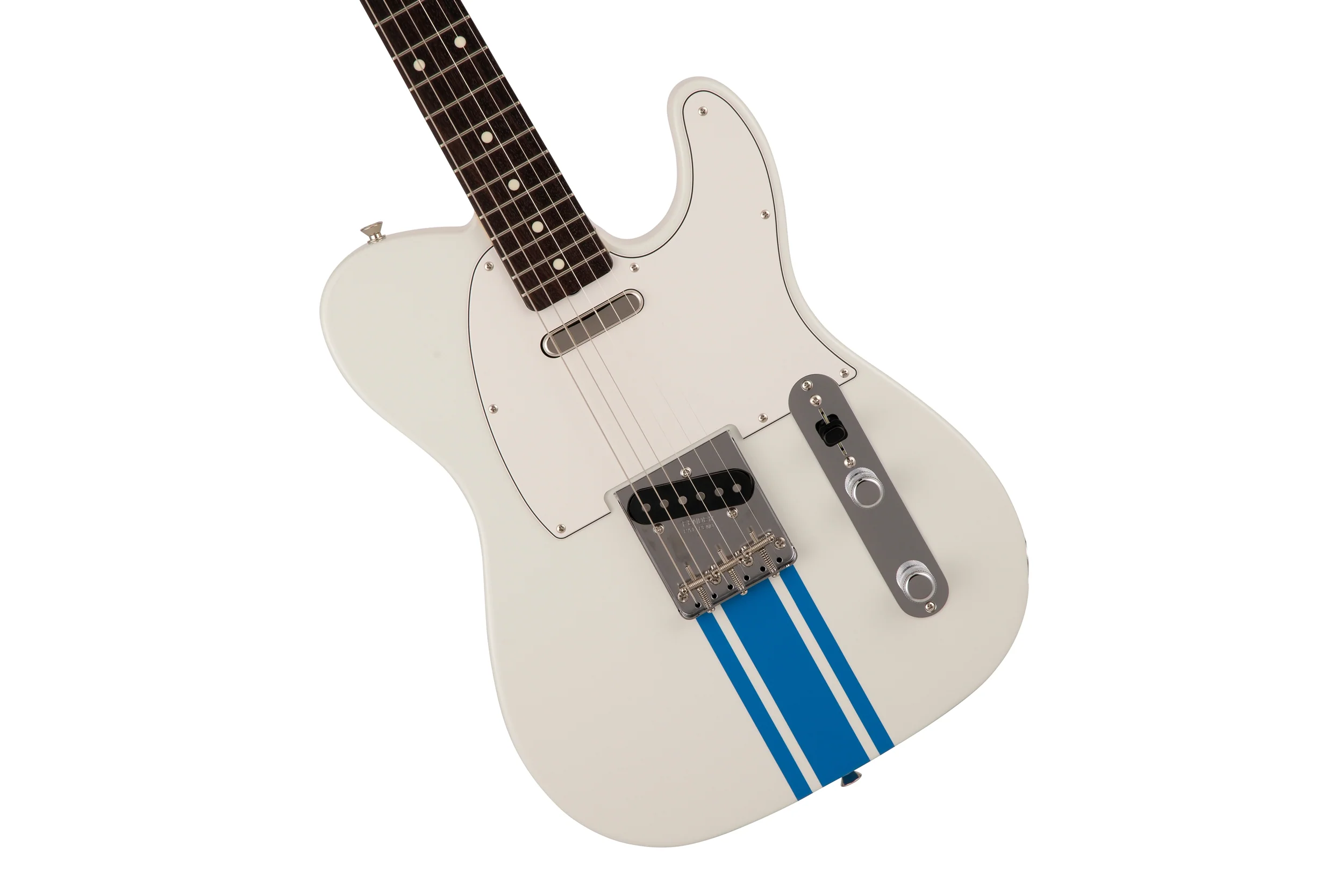 Fender 2023 Collection, Made in Japan Traditional 60s Telecaster, Olympic White with Blue Competition Stripe - Image 4