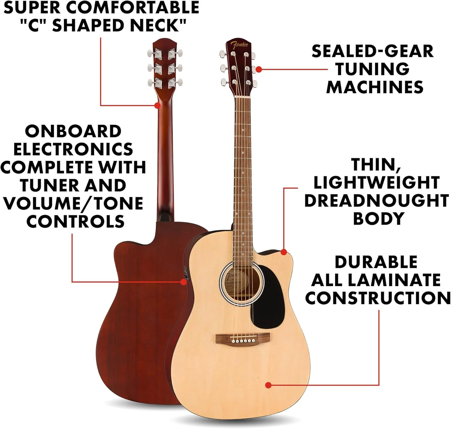 Fender FA-25CE Dreadnought - Image 3