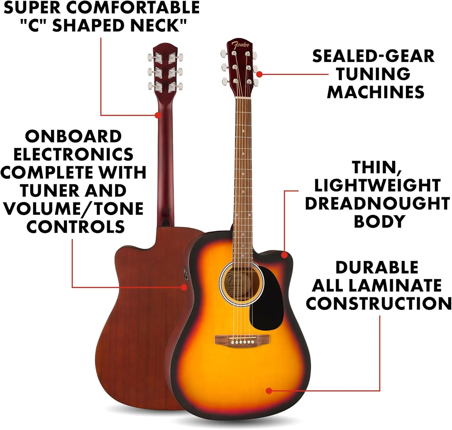 Fender FA-25CE Dreadnought - Image 7