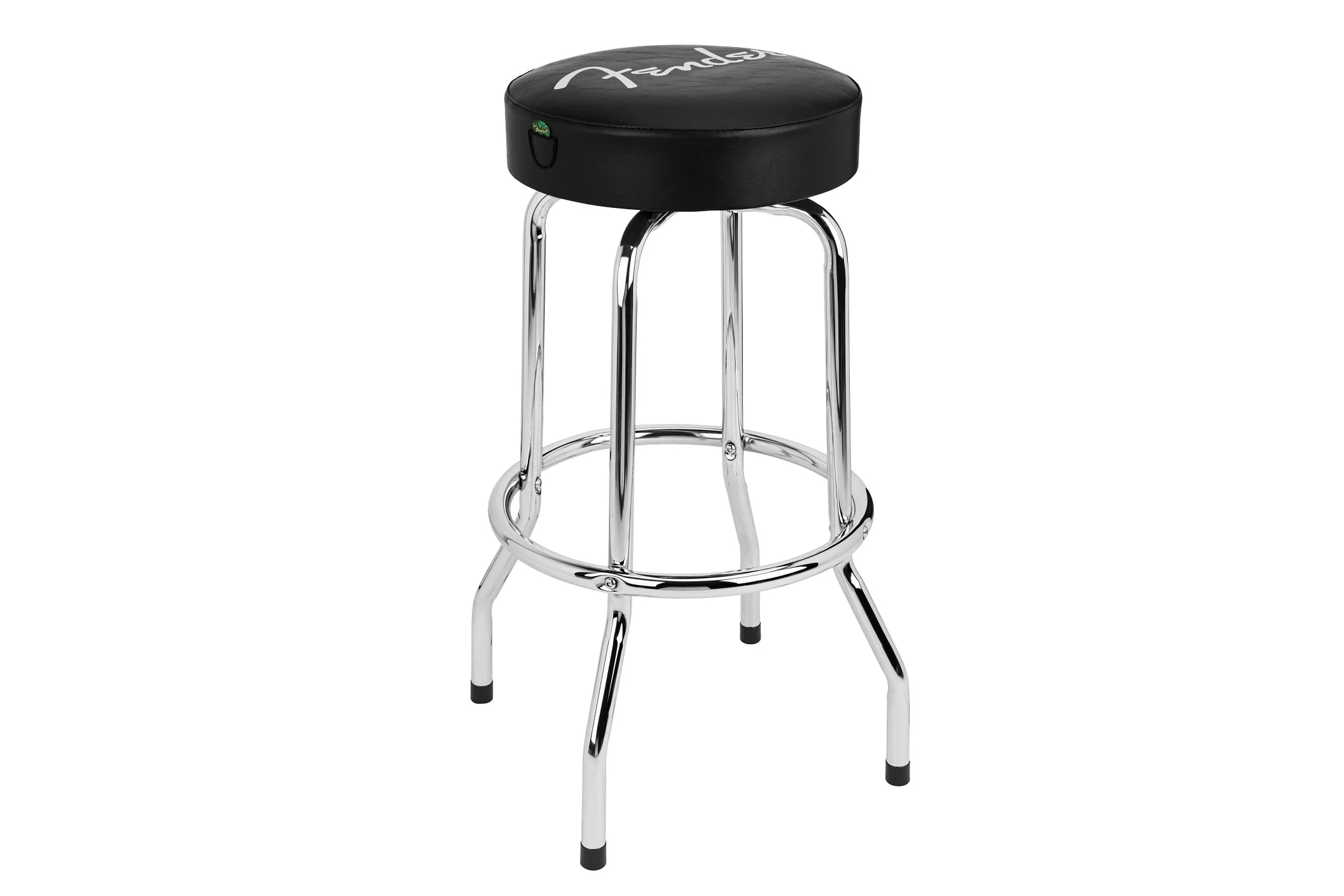 Fender Spaghetti Logo Pick Pouch Barstool, Black and Chrome - Image 5
