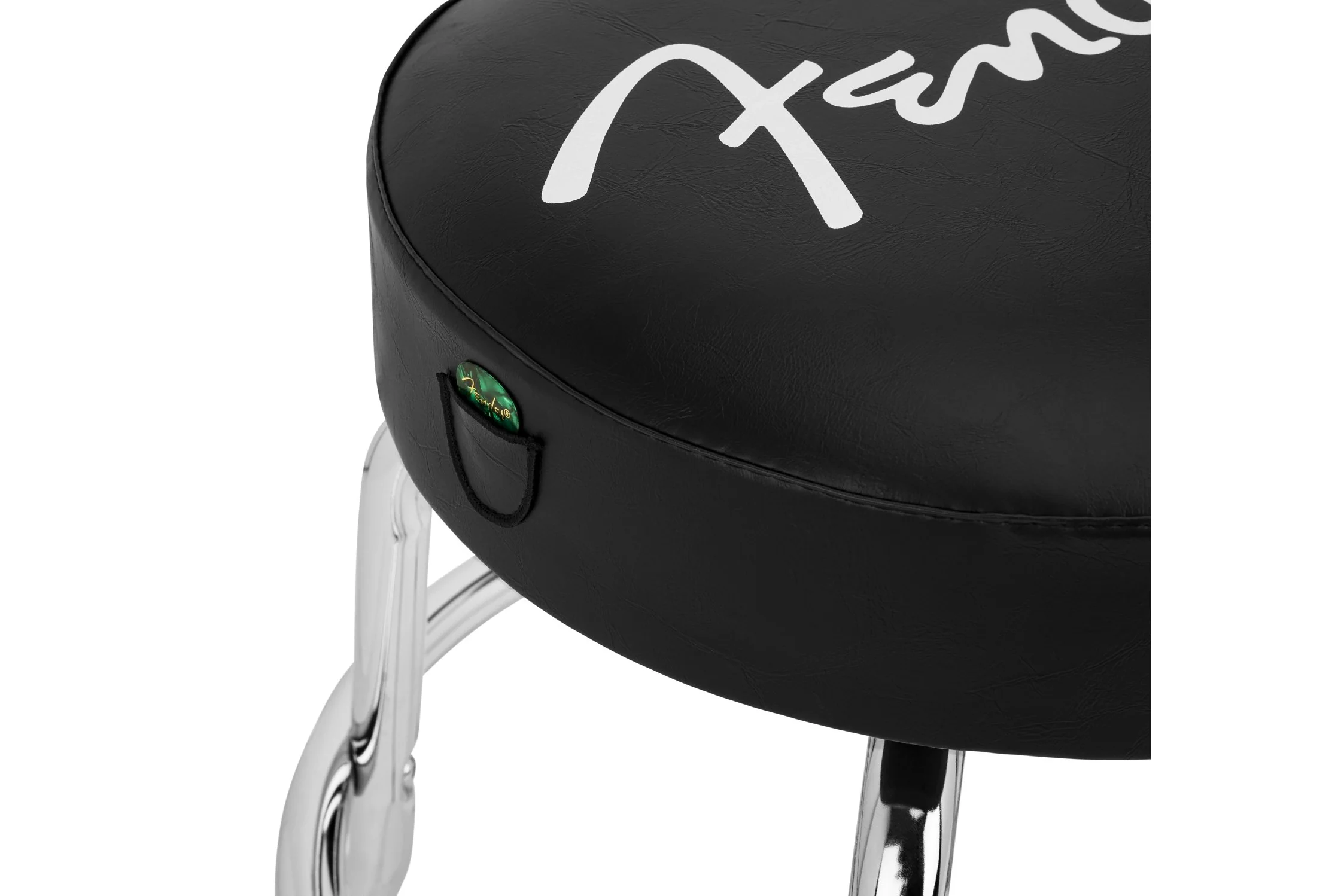 Fender Spaghetti Logo Pick Pouch Barstool, Black and Chrome - Image 7