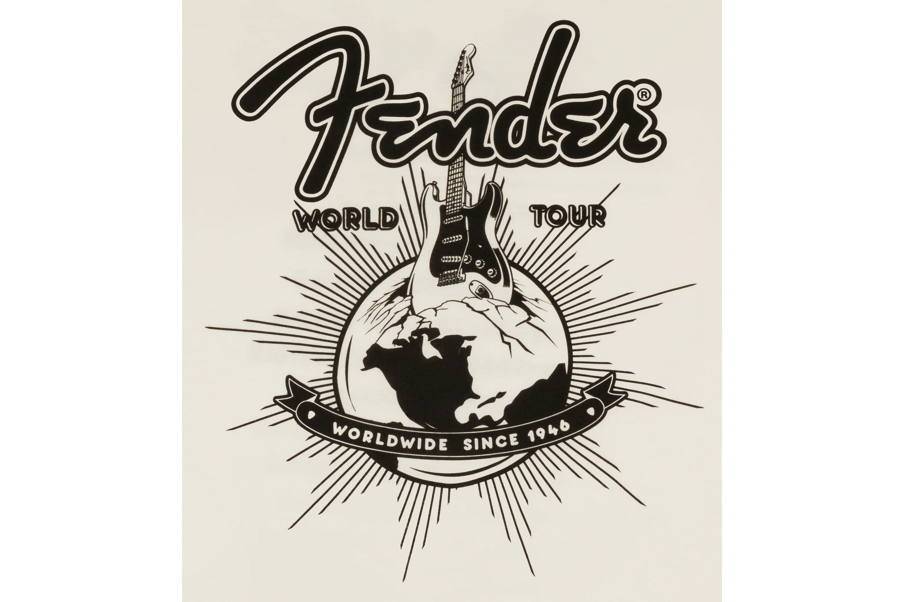 Fender World Tour T-Shirt, Vintage White - Image 3
