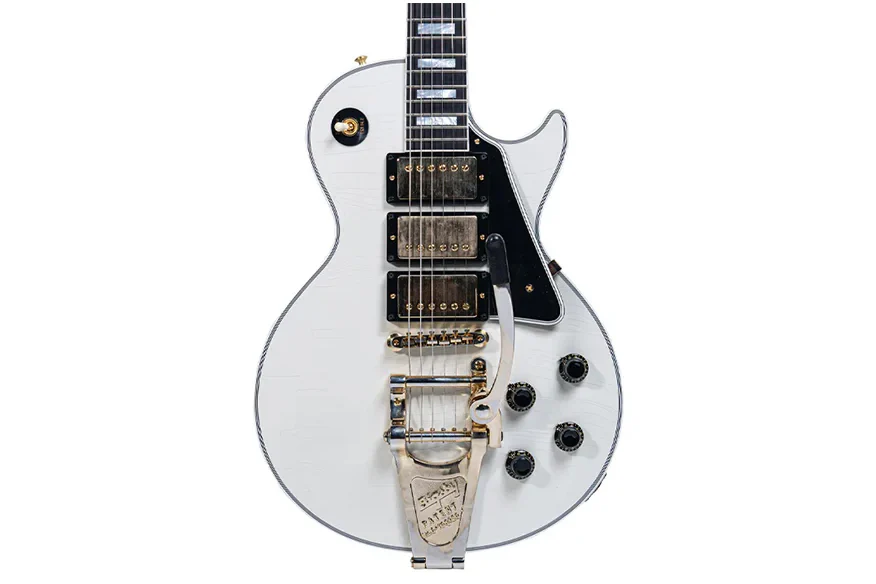 Gibson Custom Shop Murphy Lab 1957 Les Paul Custom 3-Pickup Bigsby, Polaris White, Ultra Light Aged - Image 3