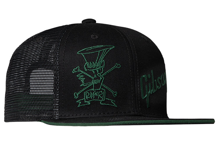 Gibson Slash 'Skully' Trucker Hat, Black & Green - Image 2
